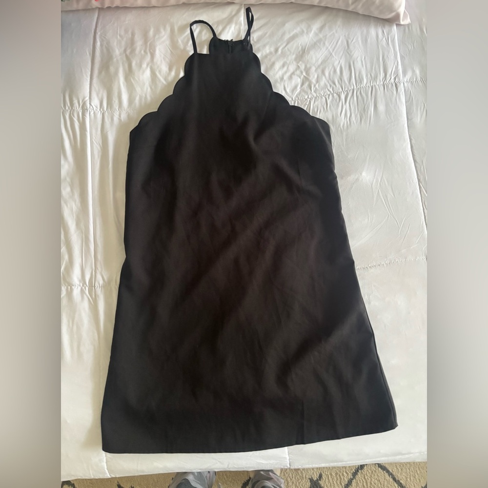 Lulu's Black Scalloped Halter Dress size small